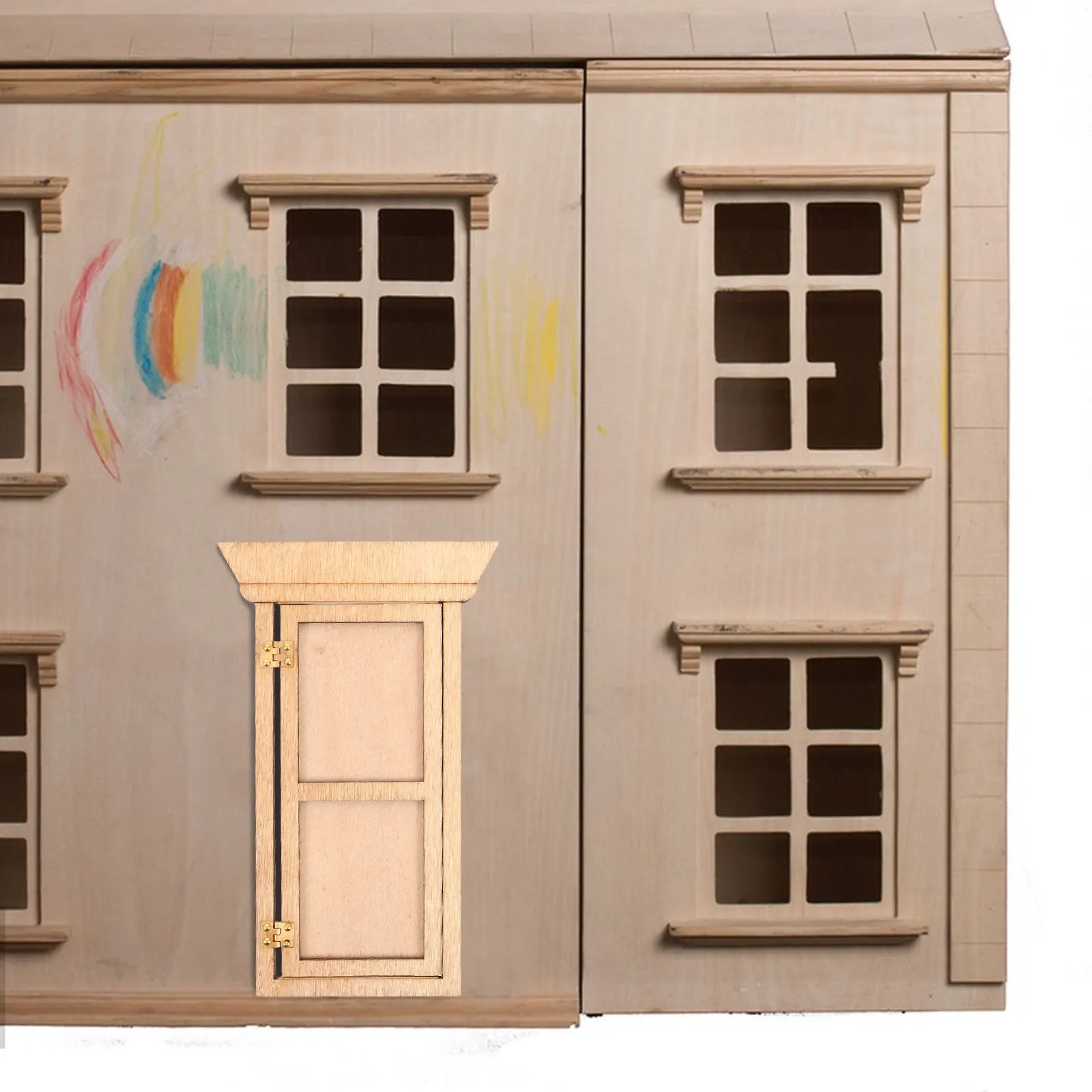 

Miniature House Door Realistic Tiny Door Decoration DIY Furniture for Pretend Play Scene Crafting Supplies Dollhouse Accessories