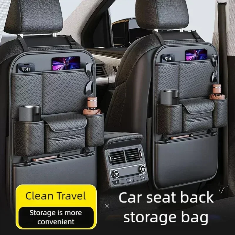 Stocking Stuffers Car Seat Back Organizer, High-Capacity Multi-Pocket Backseat Storage Bag, Wear-Resistant Anti-Kick Mat