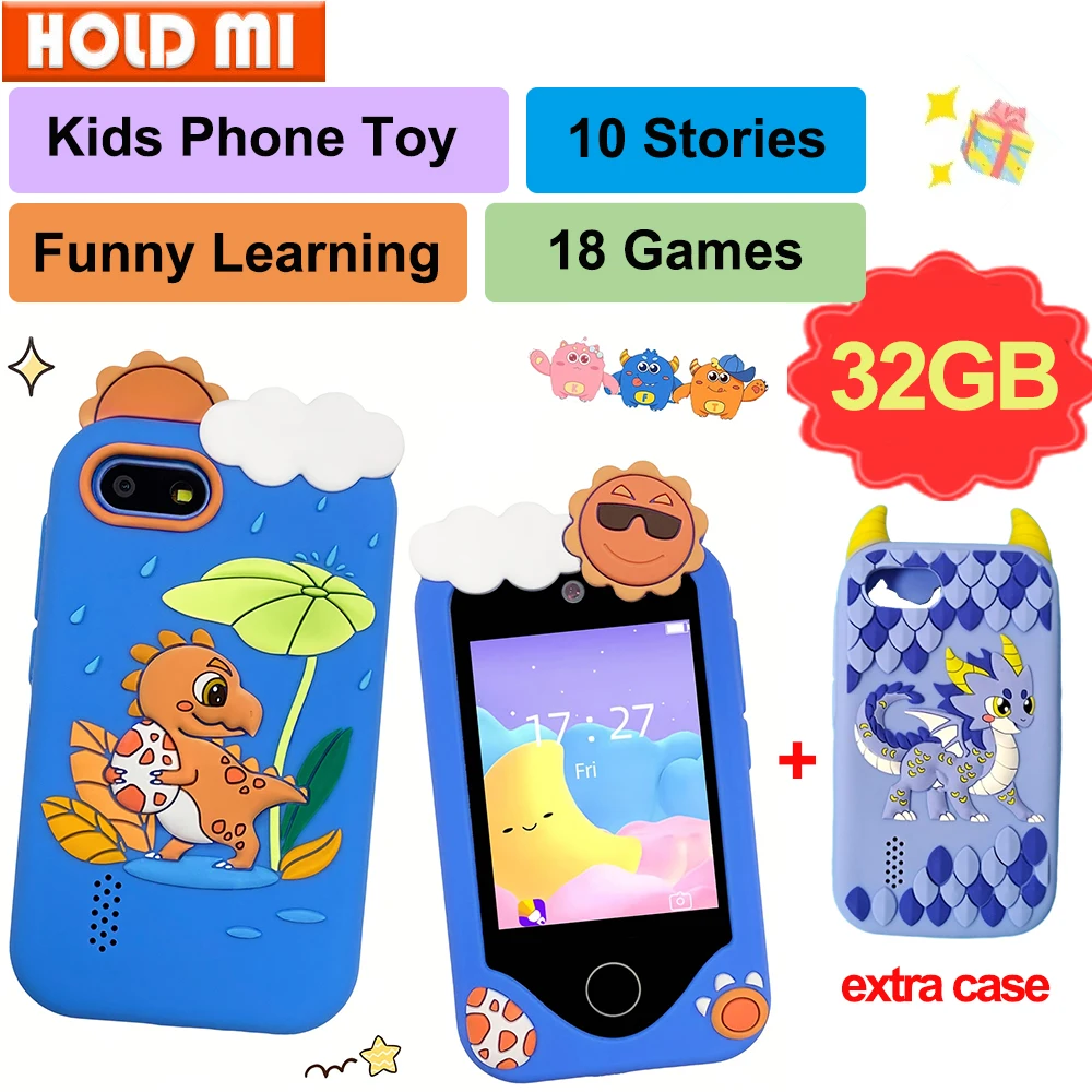 Kids Smart Phone Children Toy Mini Smart Phone Toys Games Dual Camera Music Video Player 10 Stories Boys Girls Birthday Gifts