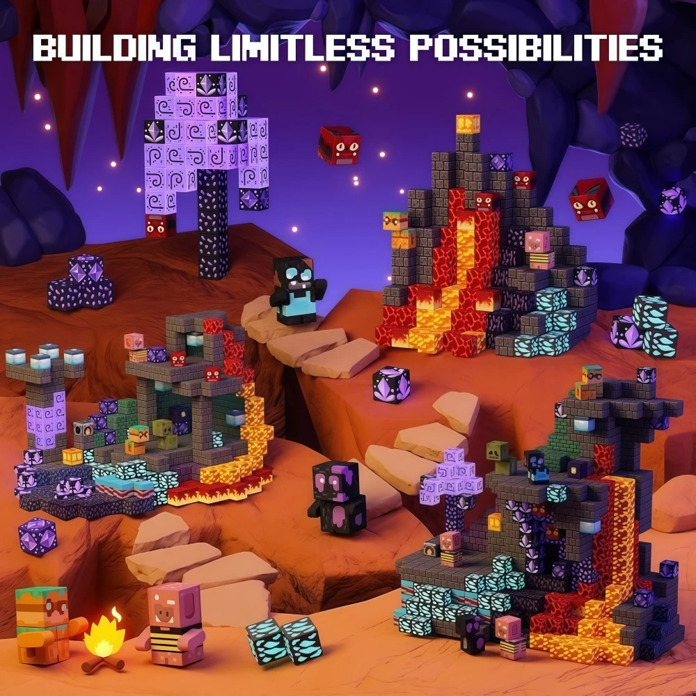 100 STKS Magnetische Blokken Lava Cave Building Set STEM Educatief Speelgoed Creatieve DIY Decor Geschenkdoos Kinderverjaardagscadeau