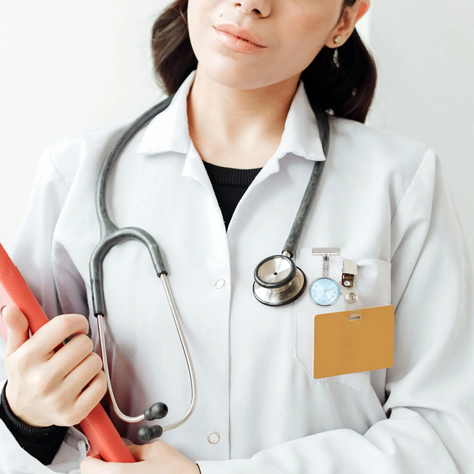 ساعة معلقة على شكل قلادة للممرضات كوارتز ساعة جيب لموظفي العيادة مقاومة للماء بتصميم بسيط للأطباء والعاملين الطبيين #5