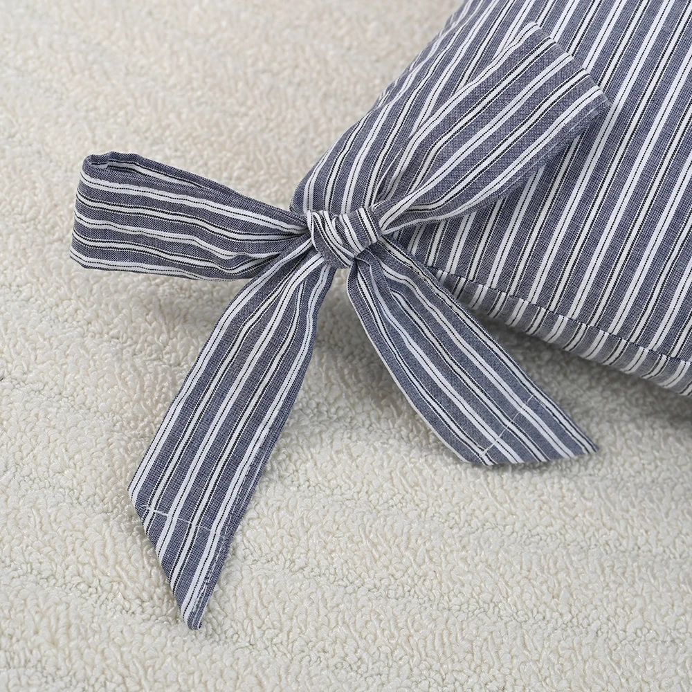 BUYNOW 1 Stück Farbig Gewebter Gestreifter Quadratischer Schleifenkissenbezug Koreanischer Stil Süßer Wohnzimmer-Sofakissenbezug Party Heim Schlafzimmer Deko – Detail 17