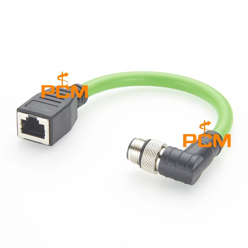 IP67 Wasserdichtes Rechtwinkliges M12 D-Code 4-Pin zu RJ45 Profinet Kabel CAT5E Abgeschirmtes Industrielles Ethernet-Netzwerkkabel – Detail 2