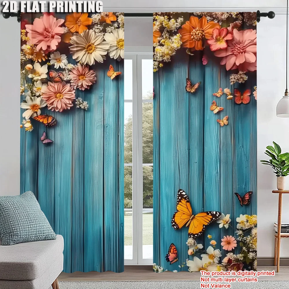 

2Pcs Floral Pattern Curtains Decorative Window Drapes Window Treatments For Bedroom Living Room Home Decoration Contemporary_ai4