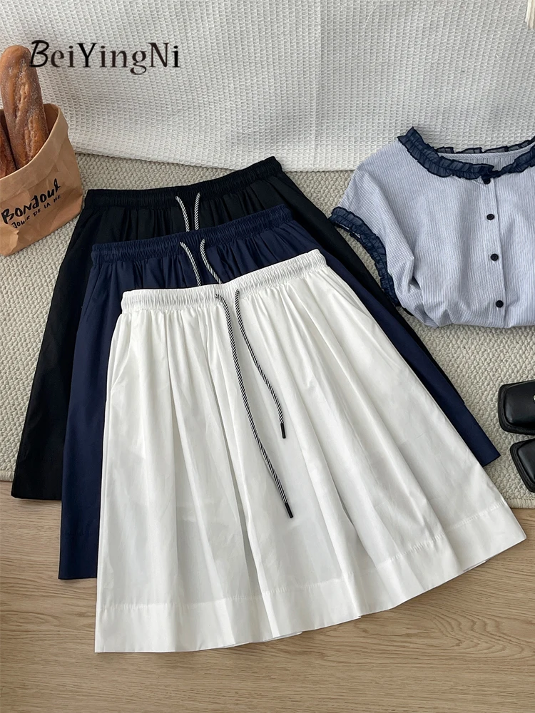 Beiyingni Japanese Korean Style Women Knee-length Skirts Leisure High Street Summer A-line Short Skirt Female Y2K Sports Skirts