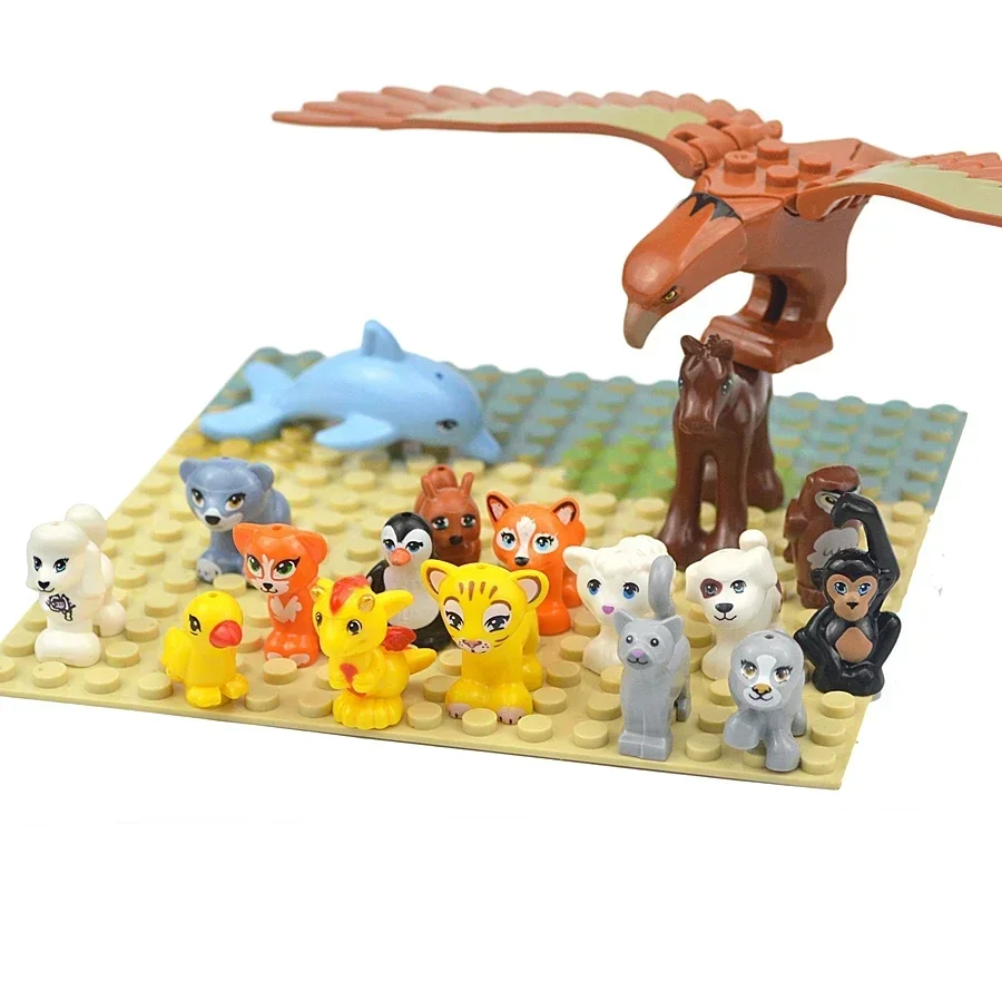 MOC City Brick Animal Set Small Particle Animals Cute Dog Sheep Goat Cow Pig Chicken Figures Building Block Toy for Kid Gift Toy