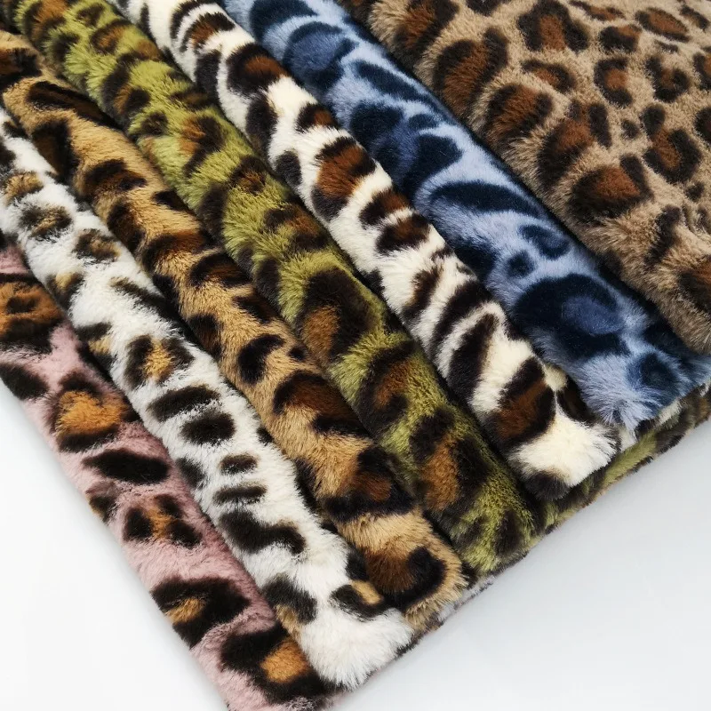 Leopard Print Plush Fabric Thick Faux Fur Knit Cloth Winter Warm Material DIY Sewing Clothing Home Textile Sold By Meter