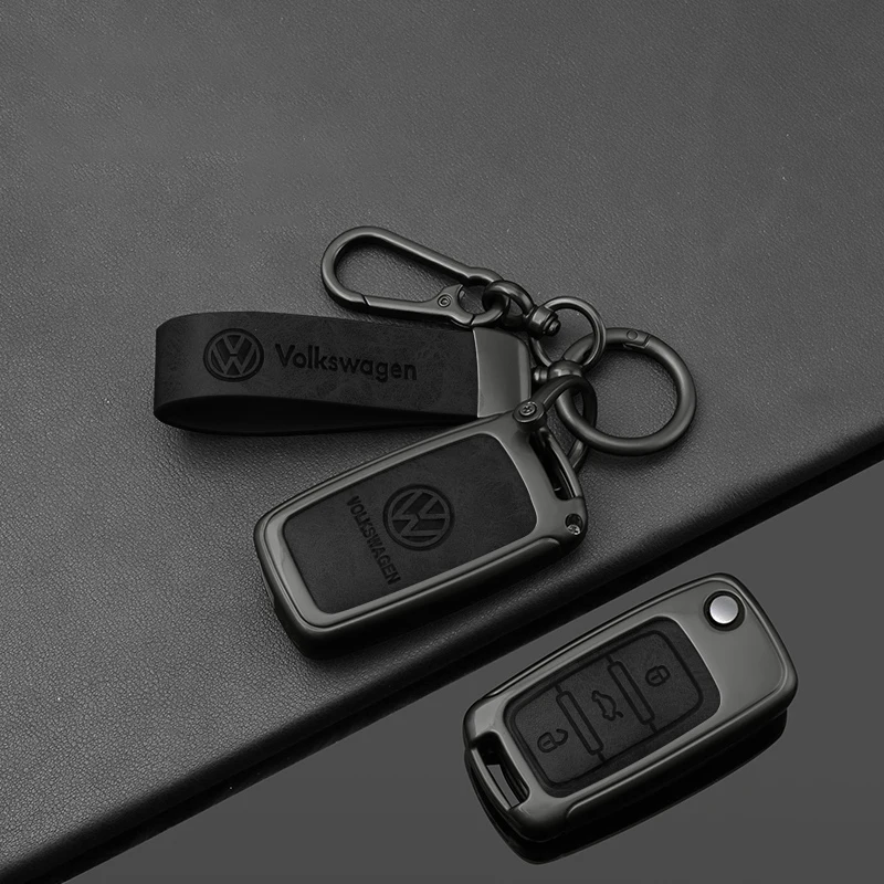 Alloy Leather Car Remote Key Case Cover for VW Volkswagen Polo Tiguan Passat B5 B6 B7 Golf 4 5 6 MK6 Jetta Lavida Accessories