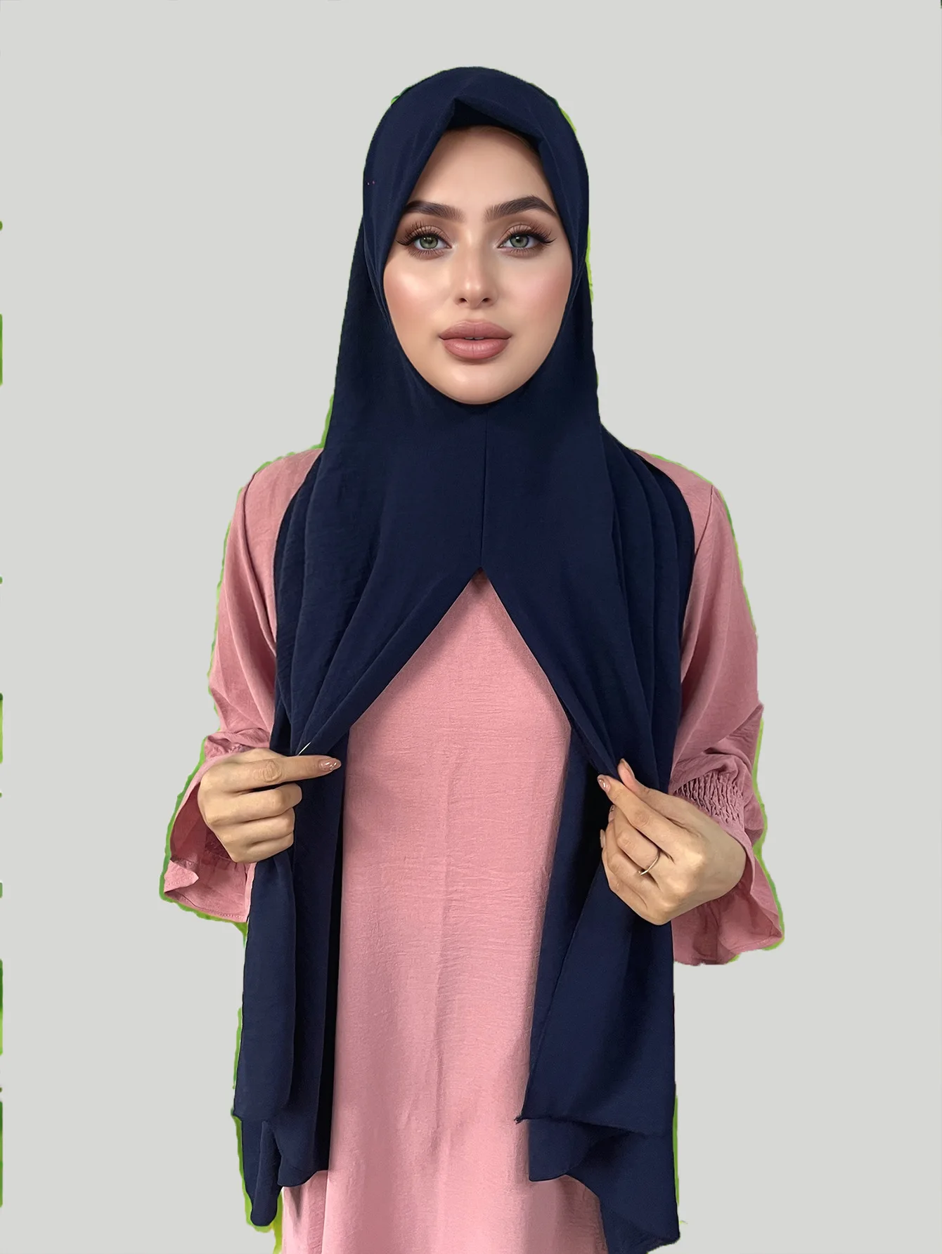 Eid Crepe Instant Scarf Muslim Hijab Pull On Headscarf Turban