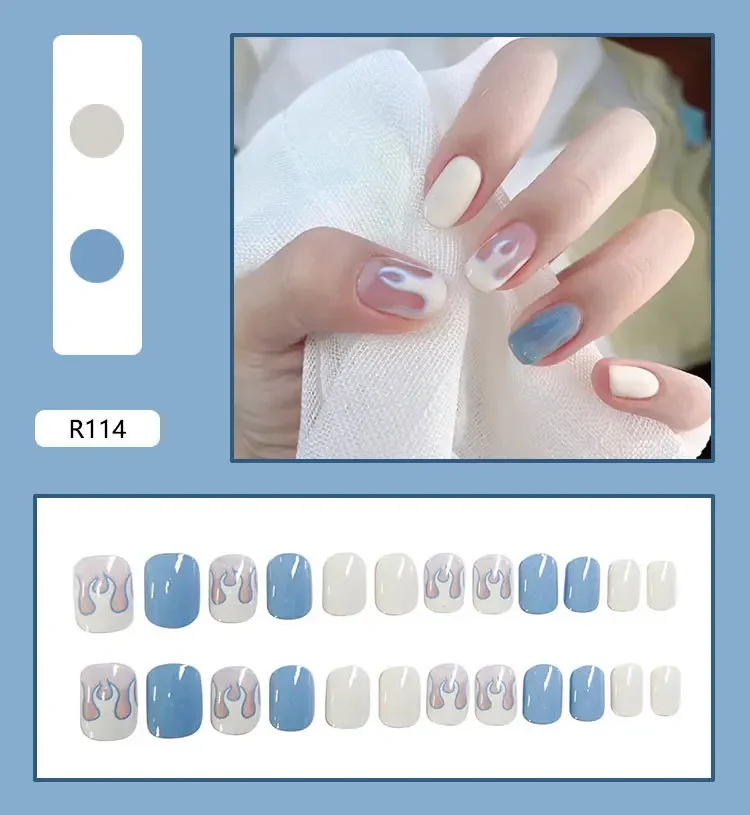 24 stks/set Effen Kleurverloop Verwijderbare Press-On Nail Franse Acryl Dragen Kunstnagels Volledige Dekking Kunstmatige Nep Nagels Tips