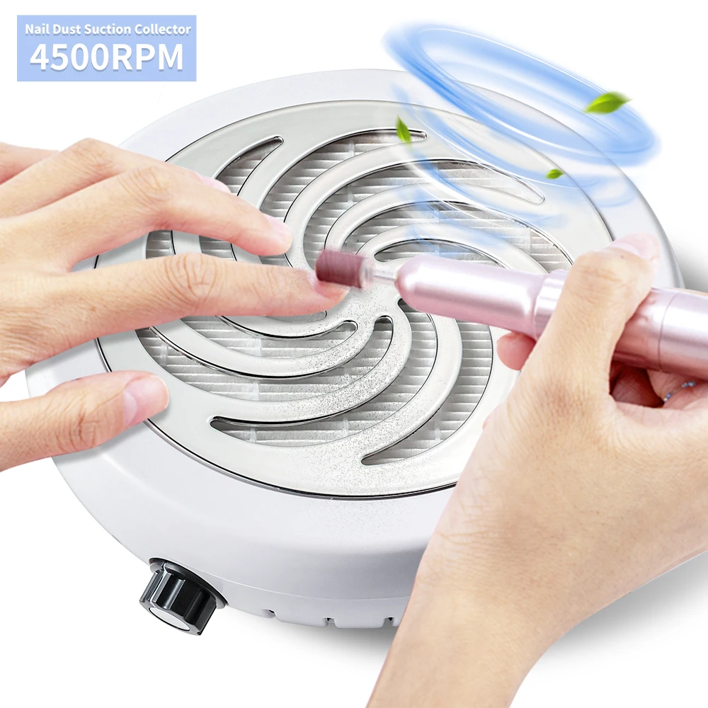 45000 RPM Super Suction Nail Dust Collector Powerful Nails Dust Extractor Nail Art Manicure Fan Vacuum Cleaner And Filter