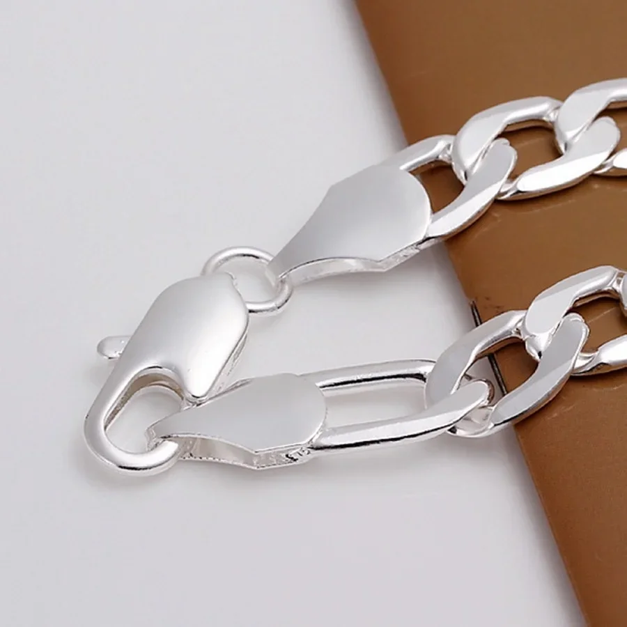 Top Quality Beautiful 925 Sterling Silver Bracelet Jewelry Fashion Charm Men Women Chain 6/8/10/12MM Bracelets Noble Nice Link