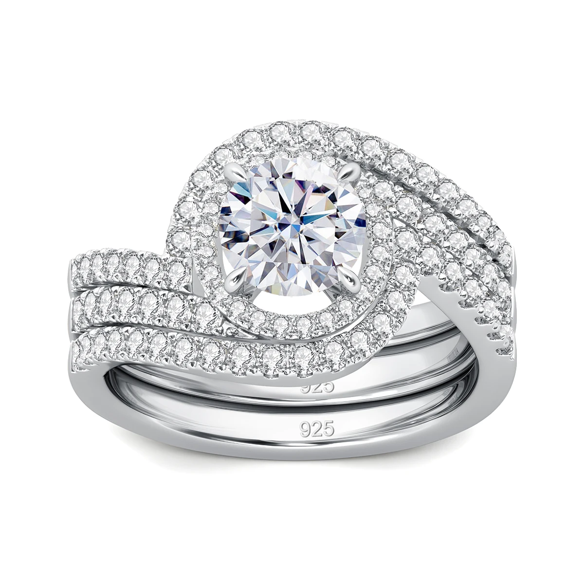 Hochwertige 2-teilige Moissanit-Ringe für Damen Set Gold 2 Karat D-Farbe VVS1 Zertifiziert Verlobungsfeier Trend-Schmuck Geschenk 2025 – Detail 7