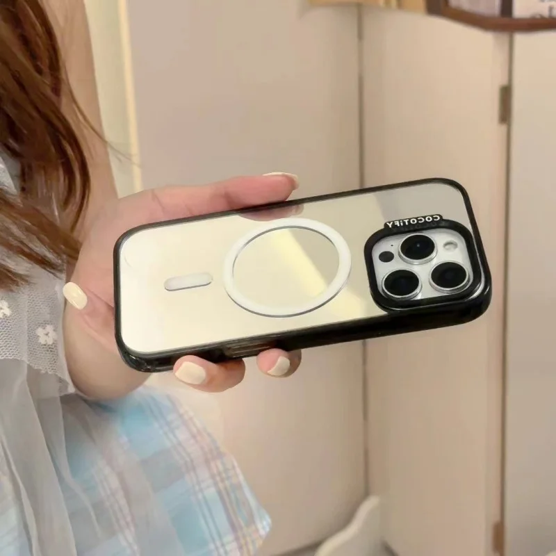 Funda de teléfono de maquillaje con espejo acrílico de lujo para iPhone 16 15 14 13 12 Pro Max Plus, funda Magsafe con atracción magnética