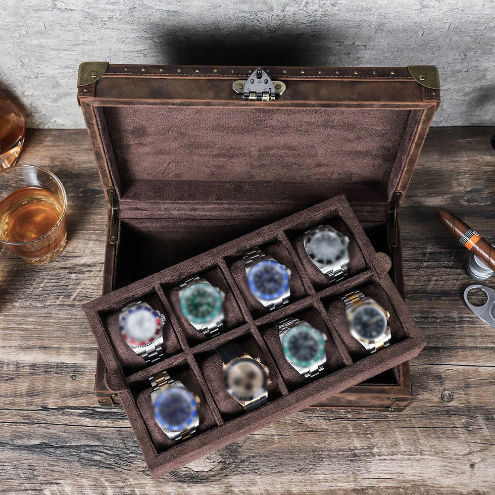 CONTACT'S FAMILY CF1204 leather watch box closed exterior detail