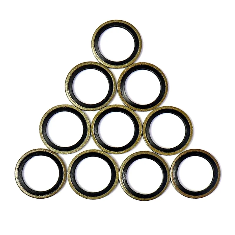 10pcs Bonded Washer Metal Rubber Oil Drain Plug Gasket Fit M13 Combined Washer Sealing Ring