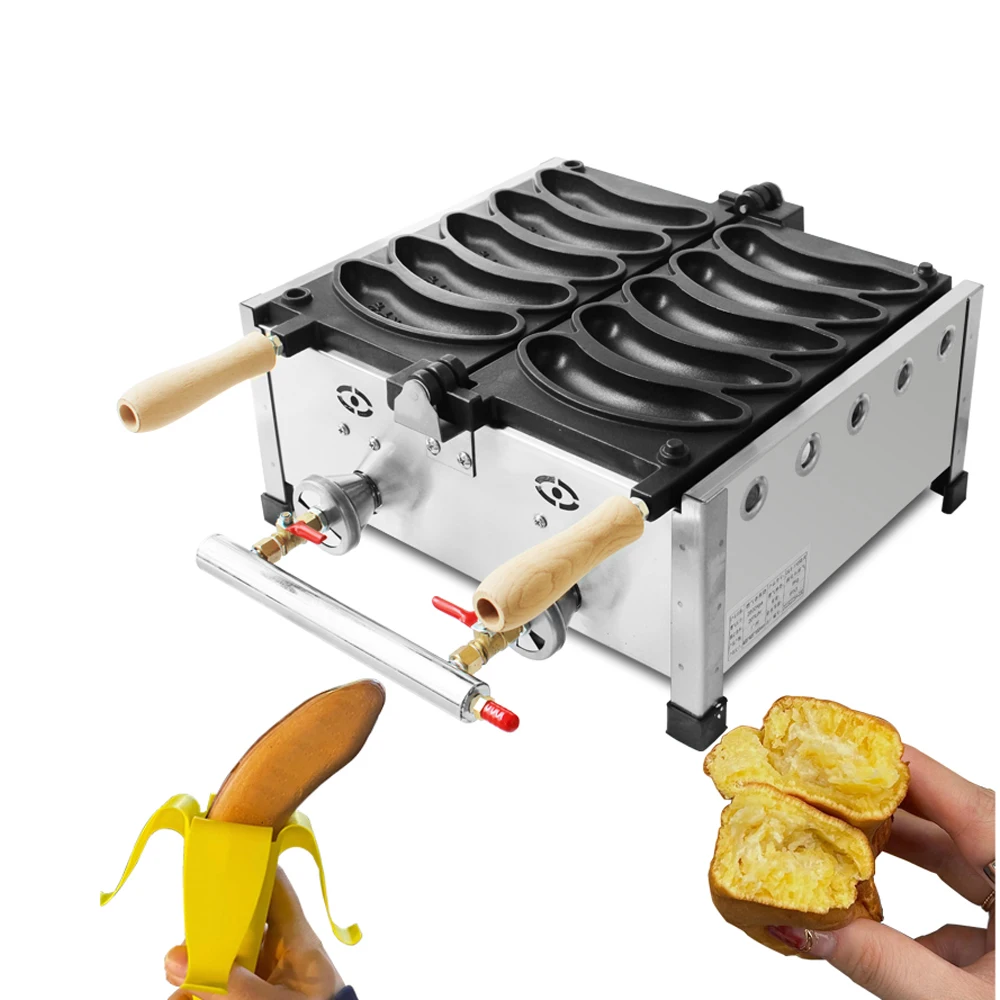 

2026, New modelLPG NG Gas Electric 110v 220v Popular Sale 5 Slicers Banana Shape Waffle Waffle Cone Making hine for Sal