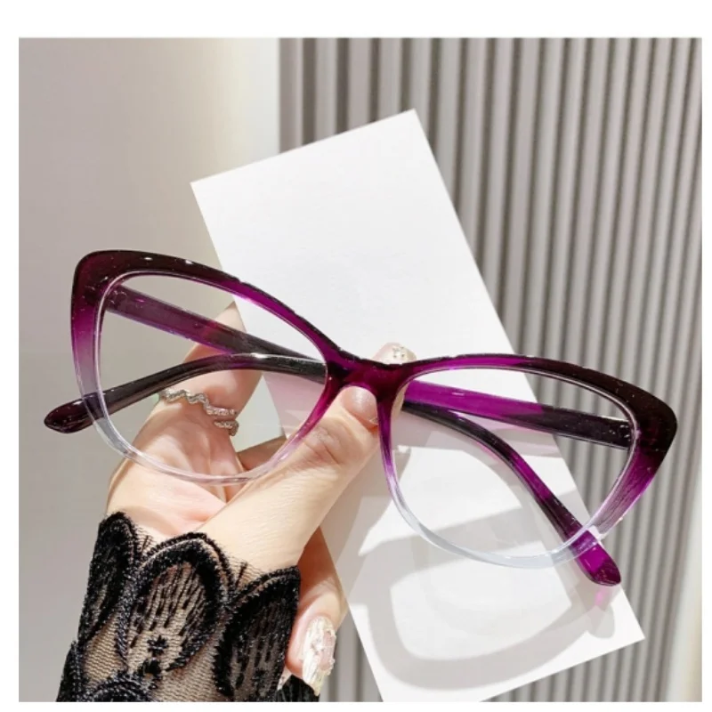 البلاستيك القط العين نظارات للقراءة للنساء مكافحة الضوء الأزرق القراءة طول النظر الشيخوخي نظارات قصر النظر الرجعية + 1.0 + 1.5 + 2.5 #6