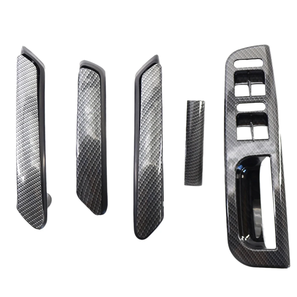 

for B5 1998-2005 Carbon Fiber New Interior Door Handle Window Panel Trim 5Pcs