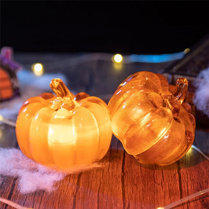 ONCE untuk Halloween Lampu Labu LED Menyala Meja untuk Alat Peraga Pakaian Halloween Pencahayaan Suasana Meriah Kuning