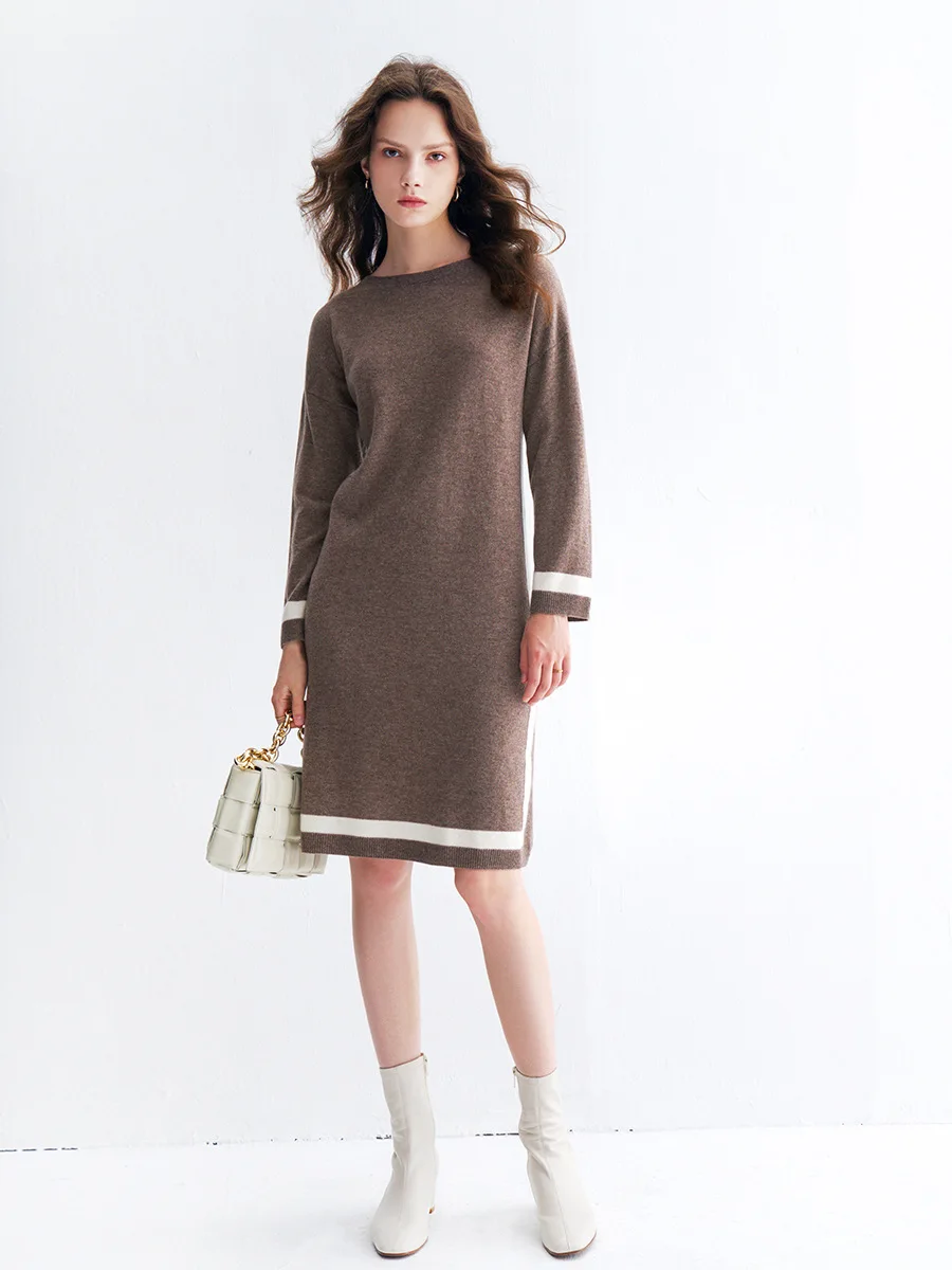 aliaga france new casual 100% cashmere loose sweater dress crewneck