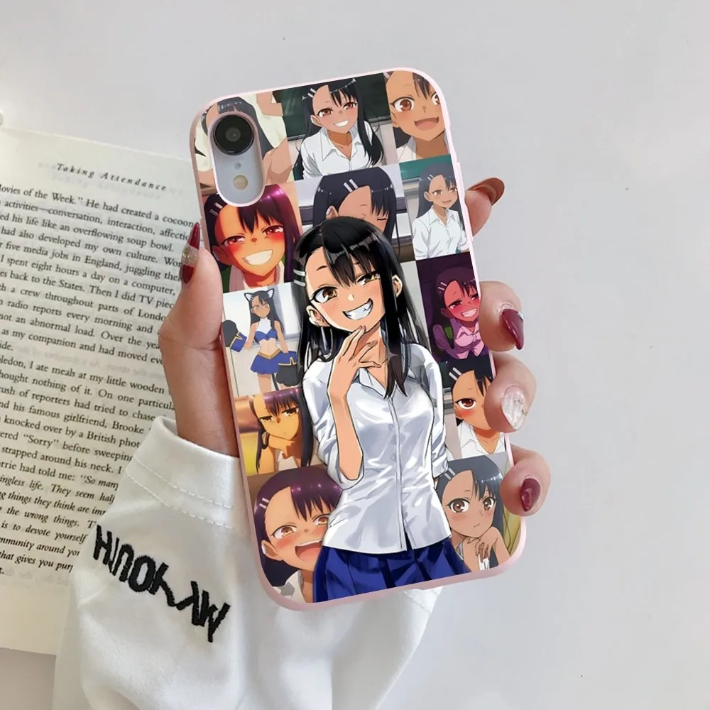 Nagatoro San Anime Phone Case for iPhone 14 11 12 13 Mini Pro Xs Max 8 7 6 6S Plus X XR Solid Candy Color Case