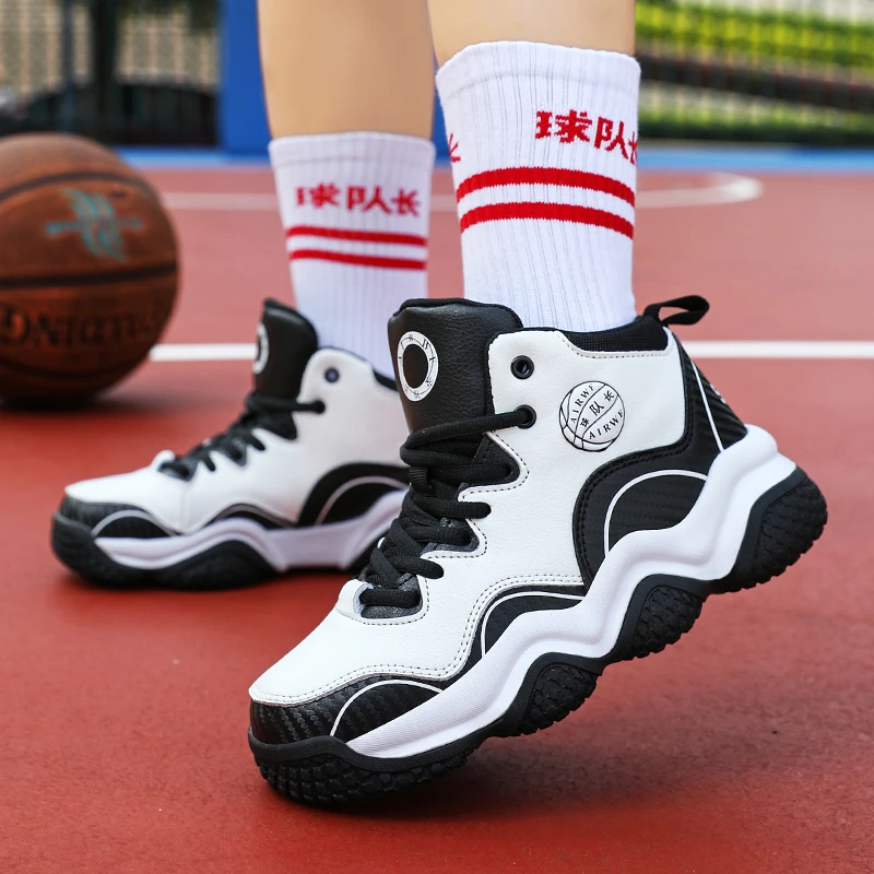 

Kid Basketball Shoes Field Sneaker Athletic Cushioned Basketball Boots Professional Wearable Casual Boys Training Sports Shoes