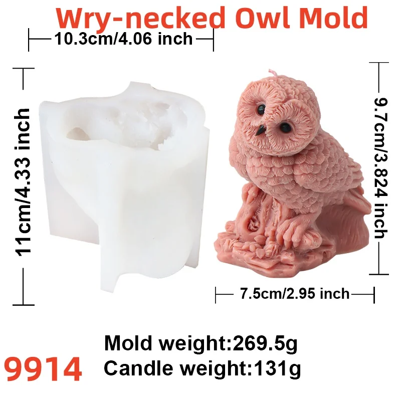 3D Easter Owl Sculpture Candle Mold Animal Eagle Statue Silicone Mold Sunflower Bird Plaster Resin Decorative Craft Home Gift view 6