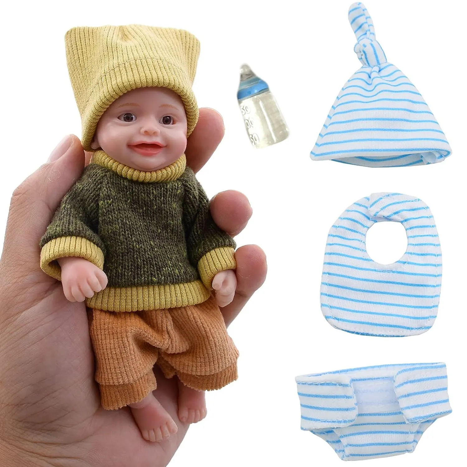 15 CM Schattige Mini Palm Hele Siliconen Pop Full Body Zachte Siliconen Reborn Poppen Speelgoed Voor Kinderen Kerstcadeau Corpo de Siliconen