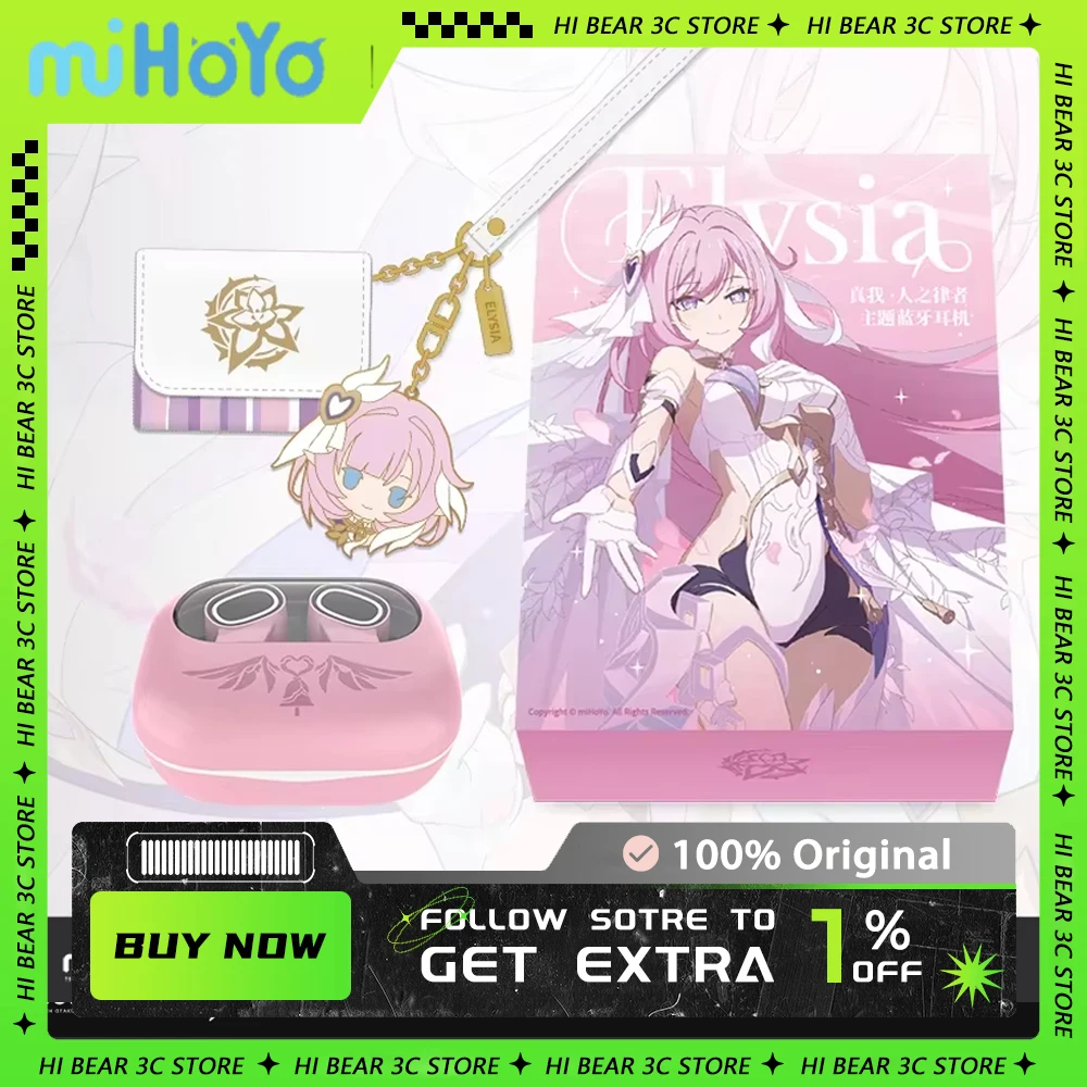 Mihoyo Honkai Impact 3 Elysia Bluetooth Headset Customized Game Anime Cosplay Collection Gift Noise Reduction Earphones Cosplay