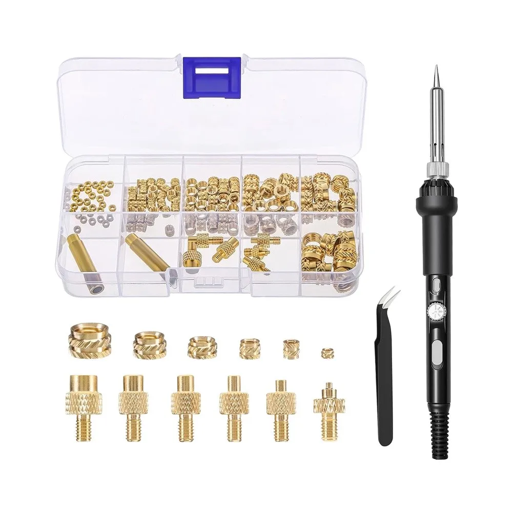 110V Hot Press System for Nut Embedding in ABS and Other Thermostics with Six Precision Heads and M2 to M8 Nuts