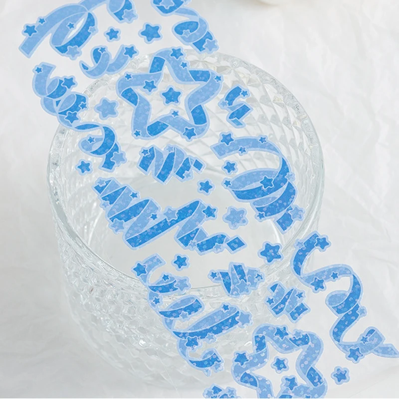 Kawaii Star Ribbon Laser PVC Sticker Scrapbooking Decorative Sticker Korean DIY Diary Album Stick Cute Stationery Gift