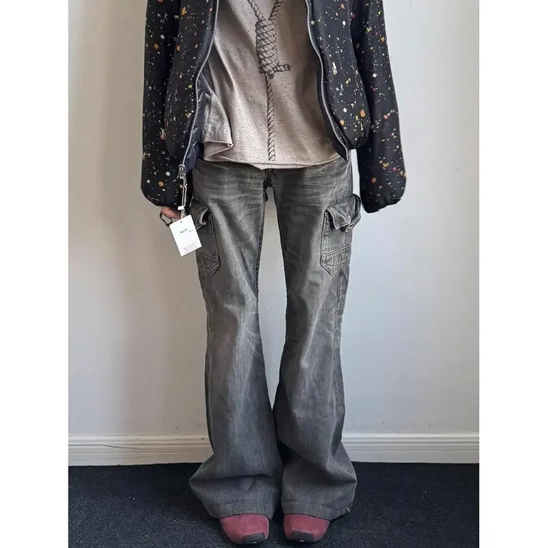 Amerikaanse Retro Grunge 2000s Hoge Taille Cargo Jeans Vrouwen Vintage Casual Trashy Broek Y2K Streetwear Denim Broek Pantalones