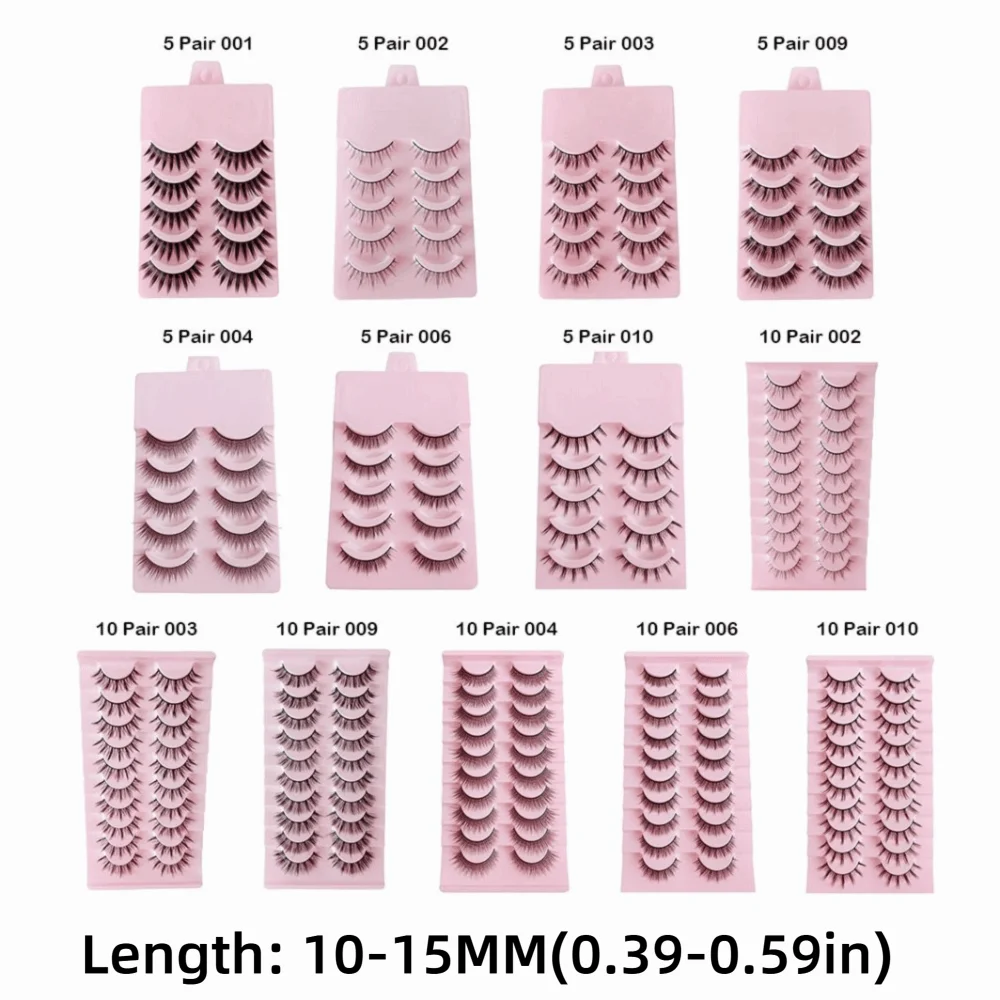 5/10 pares de pestañas de visón 3D suaves pestañas de visón esponjosas dramáticas aspecto Natural extensión de pestañas postizas rizadas rusas