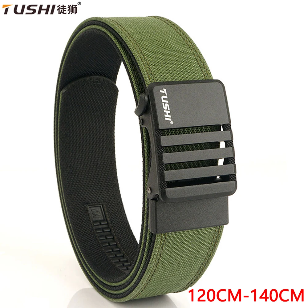 

TUSHI 140cm Hard Tactical Gun Belt for Men Metal Automatic Buckle Thick Nylon Police Military Belt Casual Belt IPSC Girdle Male