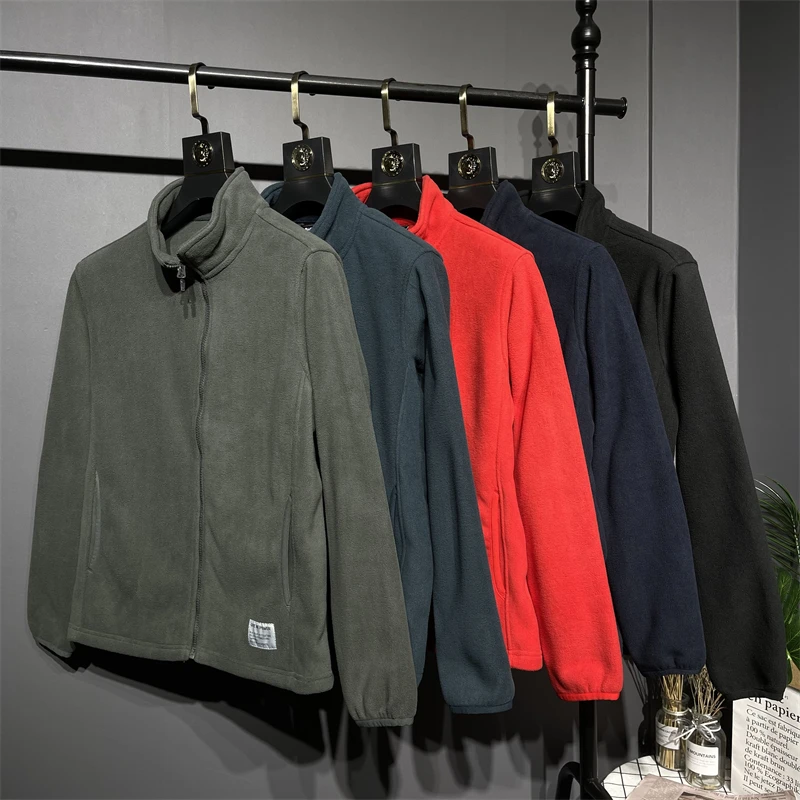 

Антистатический двусторонний ультрамягкий джат с воротником-стойкой для мужчин, однотонный, осенне-зимний, новый, на молнии, Sl...