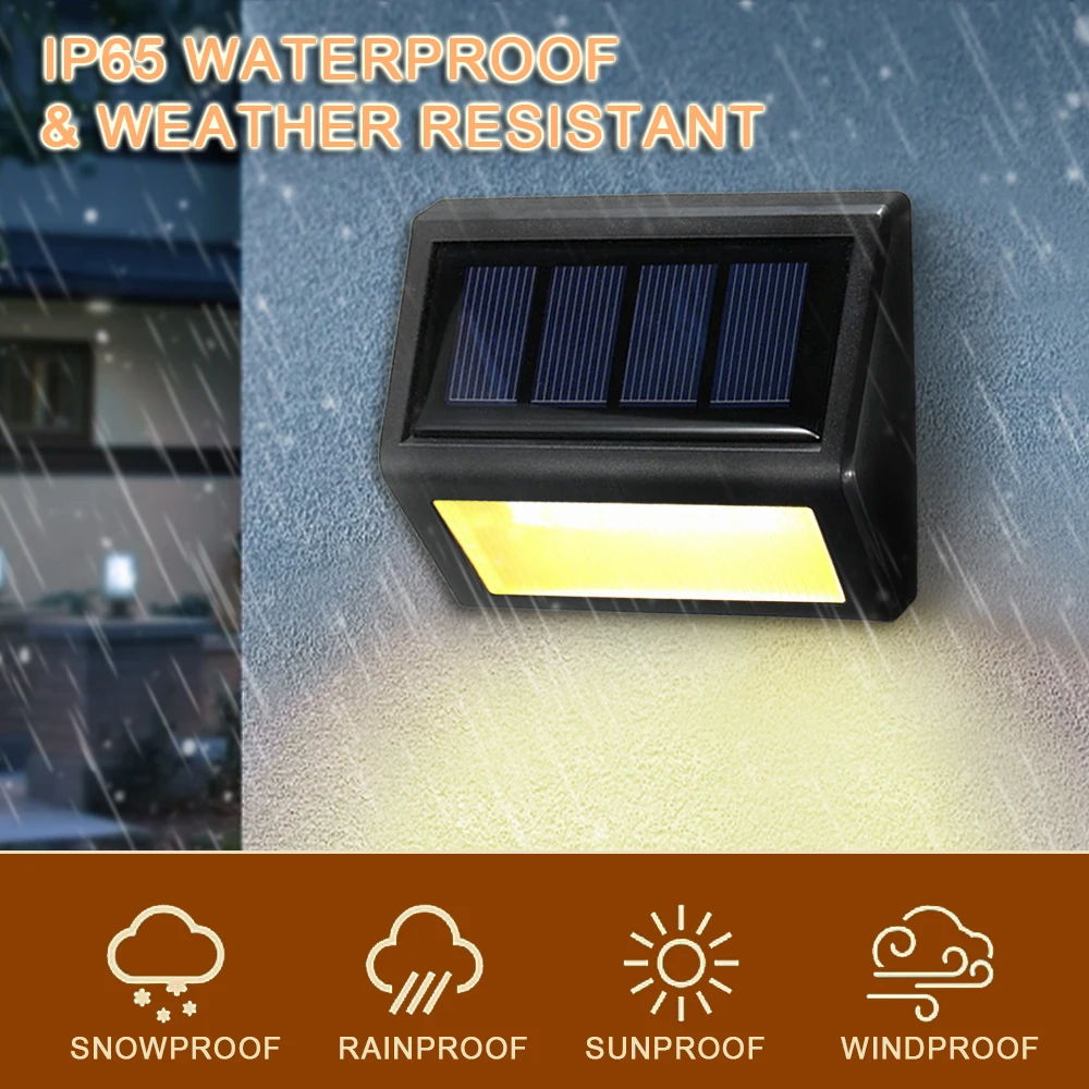 Luz Solar impermeable de montaje en pared, lámpara de alumbrado público, luz nocturna LED para jardín al aire libre, patio, escalera, 6LED