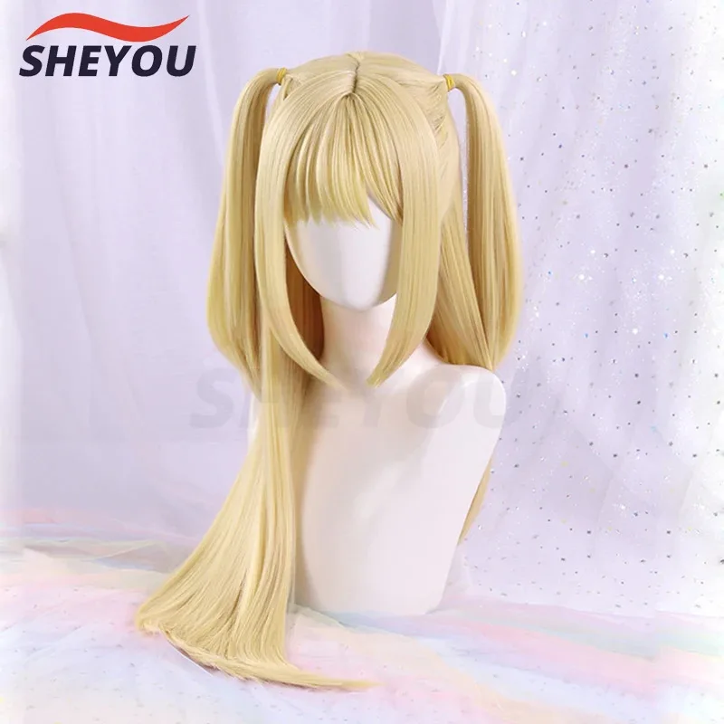 dd12Высокое качество Миса Амане Косплей Двойной хвост Длинные желтые термостойкие синтетические волосы Парики для Хэллоуина + Кепка для парика