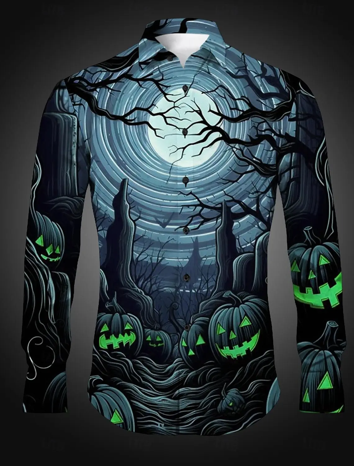 Halloween Pumpkin Grimace Horror Dark Men's Shirt Button Up Shirt Autumn Long Sleeve Fall Turndown Shirt Collar 3D Print Tops