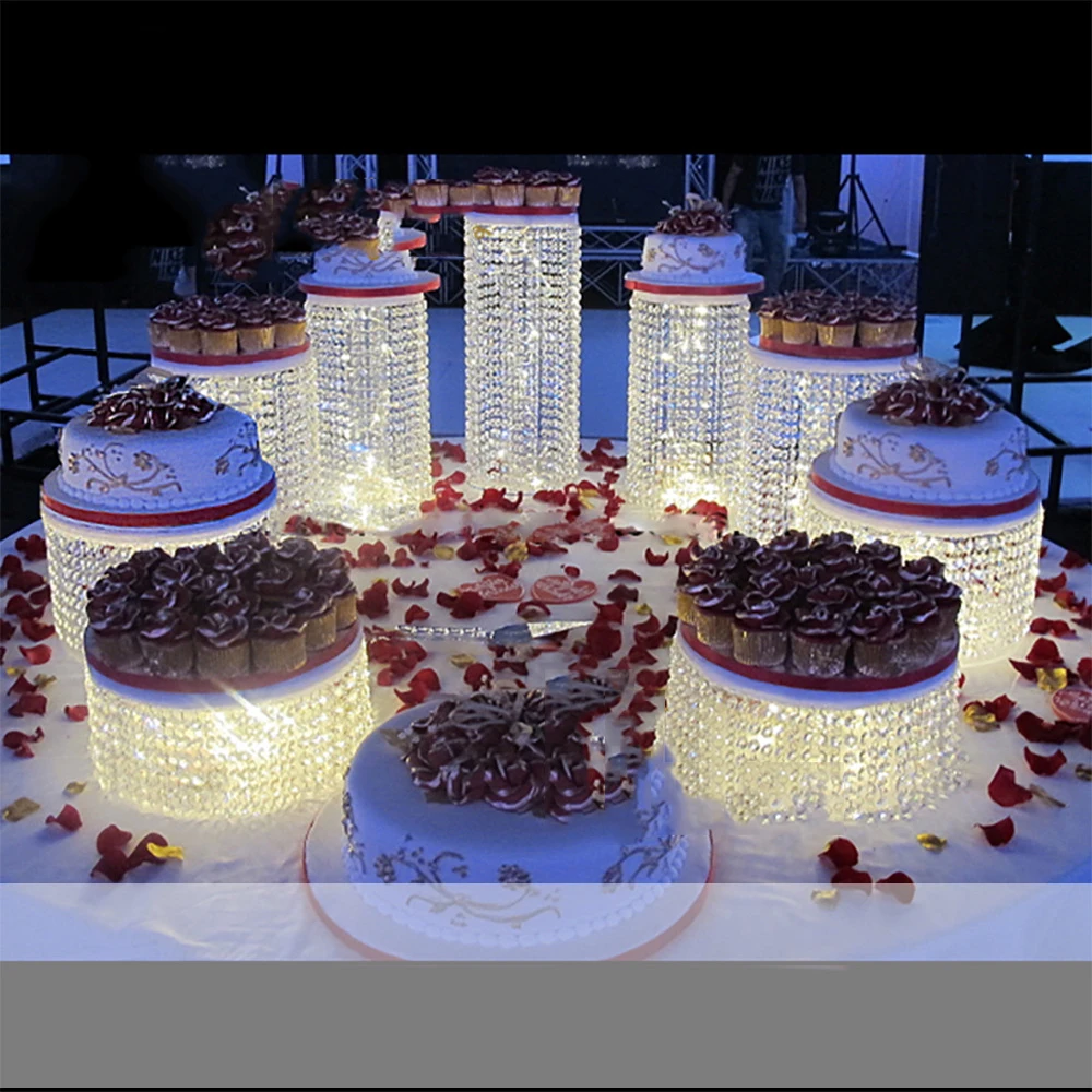 Imagem -02 - Crystal Acrílico Bolo Stand Wedding Tower Birthday Party Decoração Terno 3-9 Pcs Set