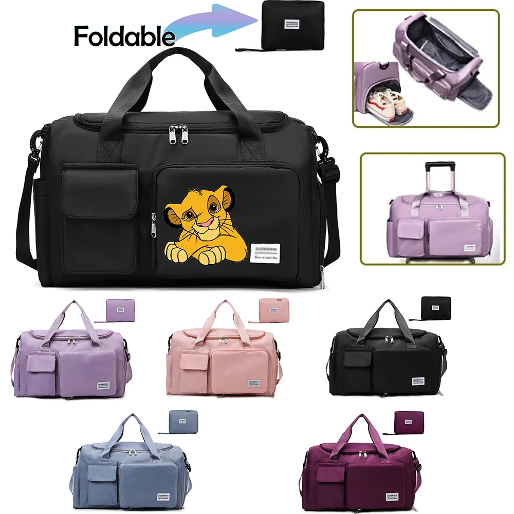 The Lion King Sports Gym Bag Travel Handbags For Women Man Swimming Yoga Shoulder Crossbody Outdoor Foldable Travel Duffel Bag