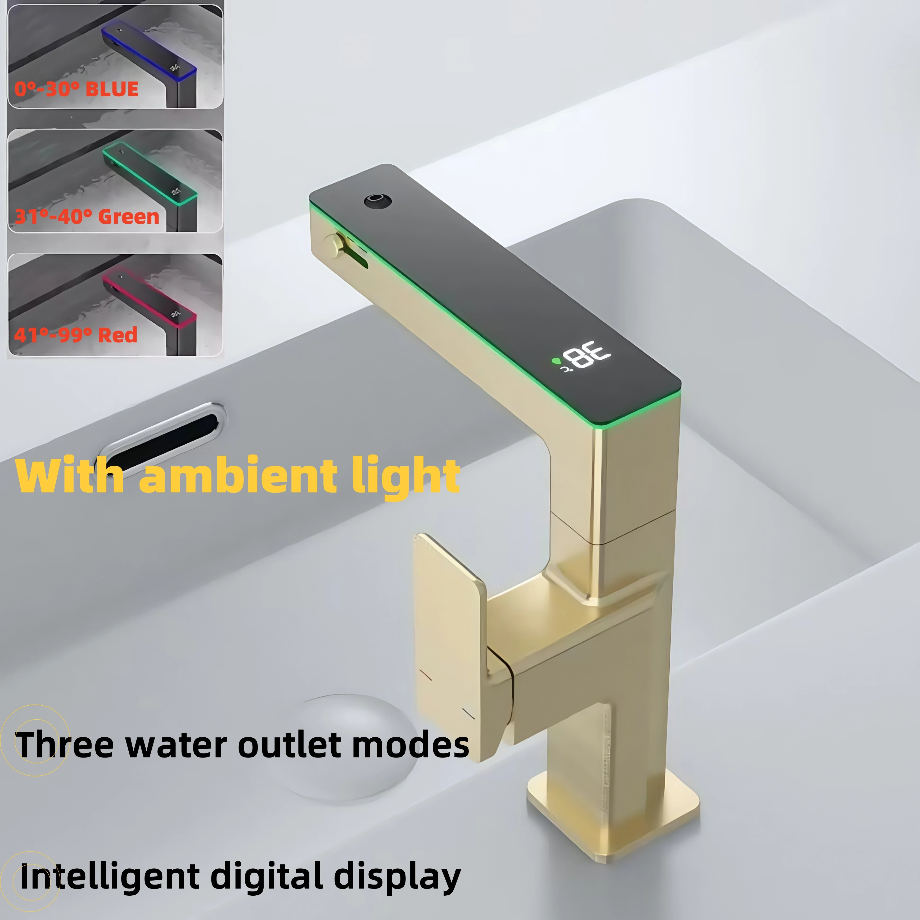 

Hydroelectric Smart Digital Display Copper Faucet-360° Rotating Hot & Cold Bathroom Tap, Durable Build,Activated Digital Screen