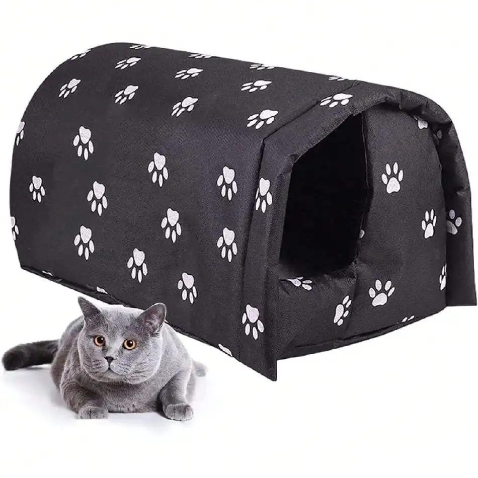 

Outdoor Cat Shelter House,Waterproof Rainproof Foldable Cotton Filled Thicken Stray Cats Tent Home Kee