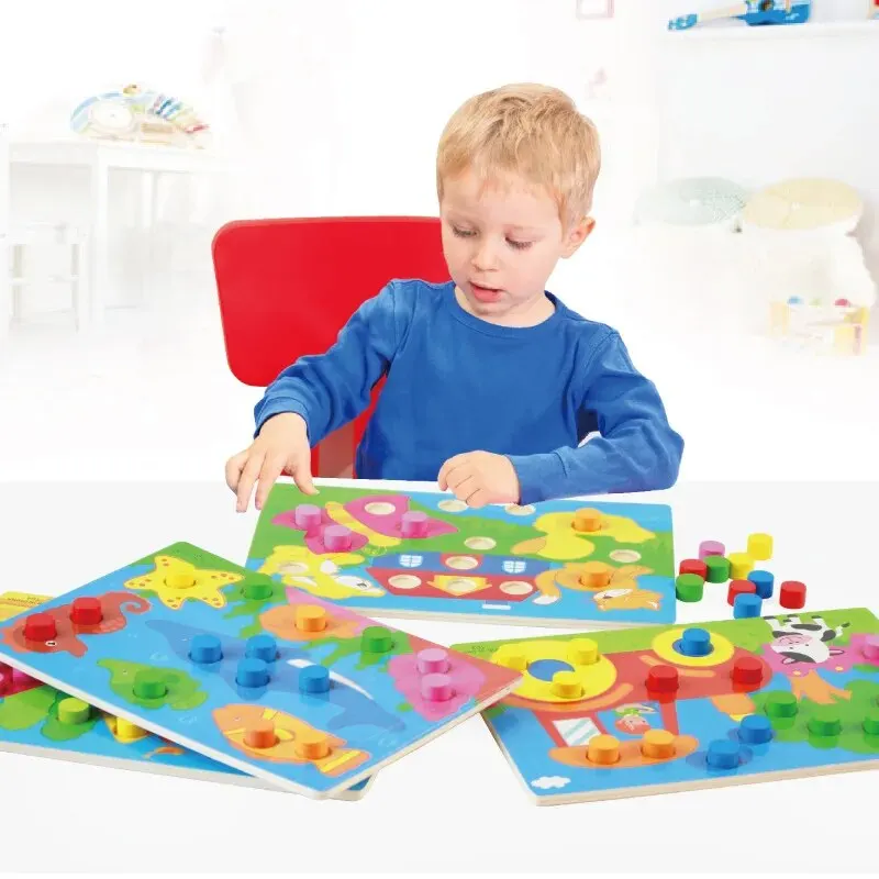 Puzzle en Bois Montessori pour Bébé et Enfant, Jouet Thème Animaux de Dessin Animé, Jeu Précoce, Idée Cadeau