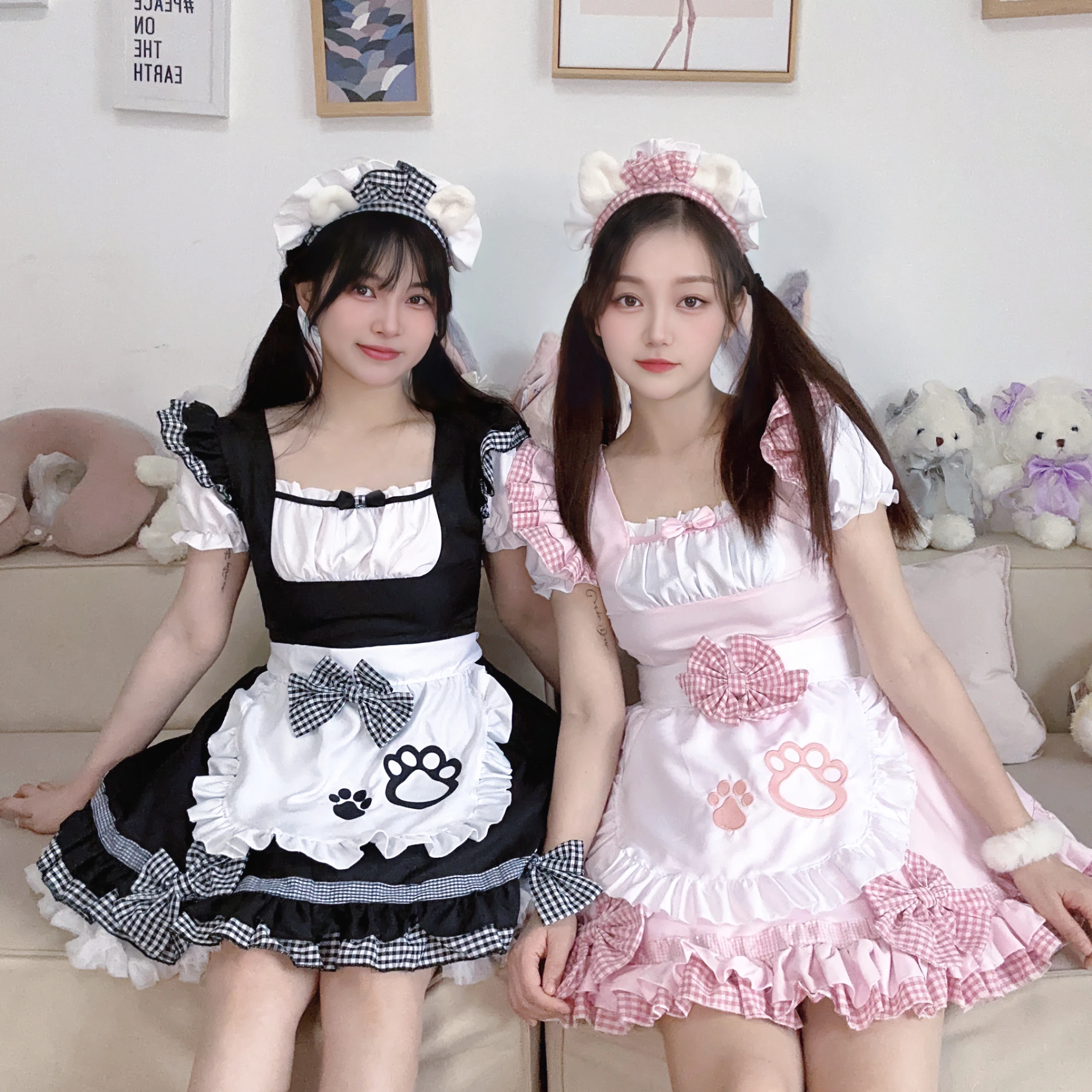 ピンクの猫の人魚のドレス,2次元の衣服,lolitaの役割,変装,かわいい,日本の制服,コレクションS-XL