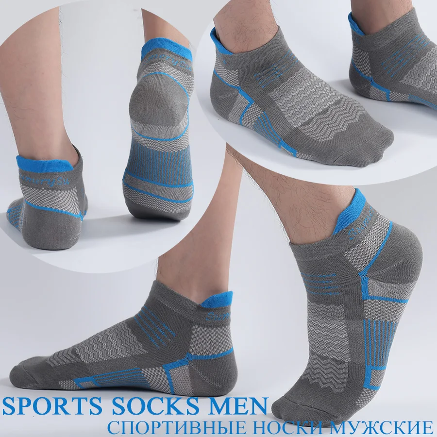 5 Pairs/Lot Running Socks Men Casual Outdoor Sports Cotton Black Grey Blue Athletic Stripes 14 Colors Travel Male Husband Gifts