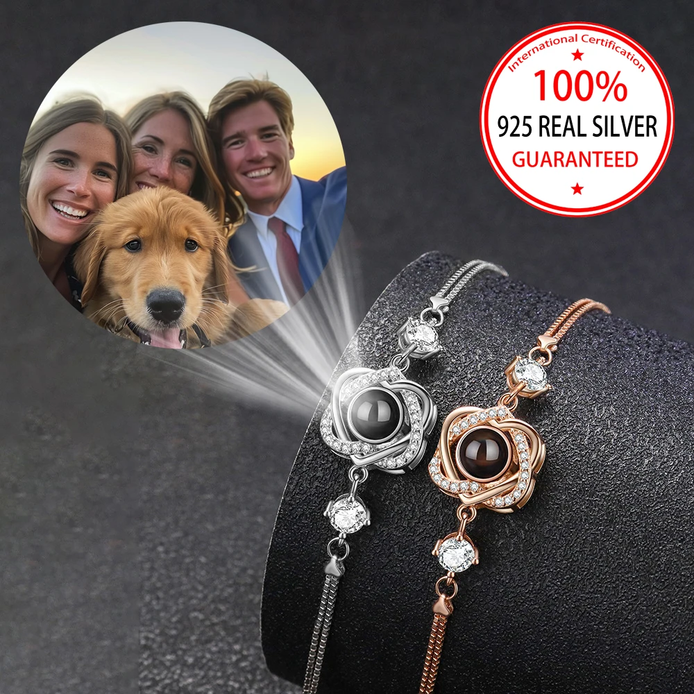 

Custom Color Picture Projection Zircon Bracelet Fahsion Jewelry For Girlfriend Lover 2025 Hot Valentine Birthday Romantic Gifts
