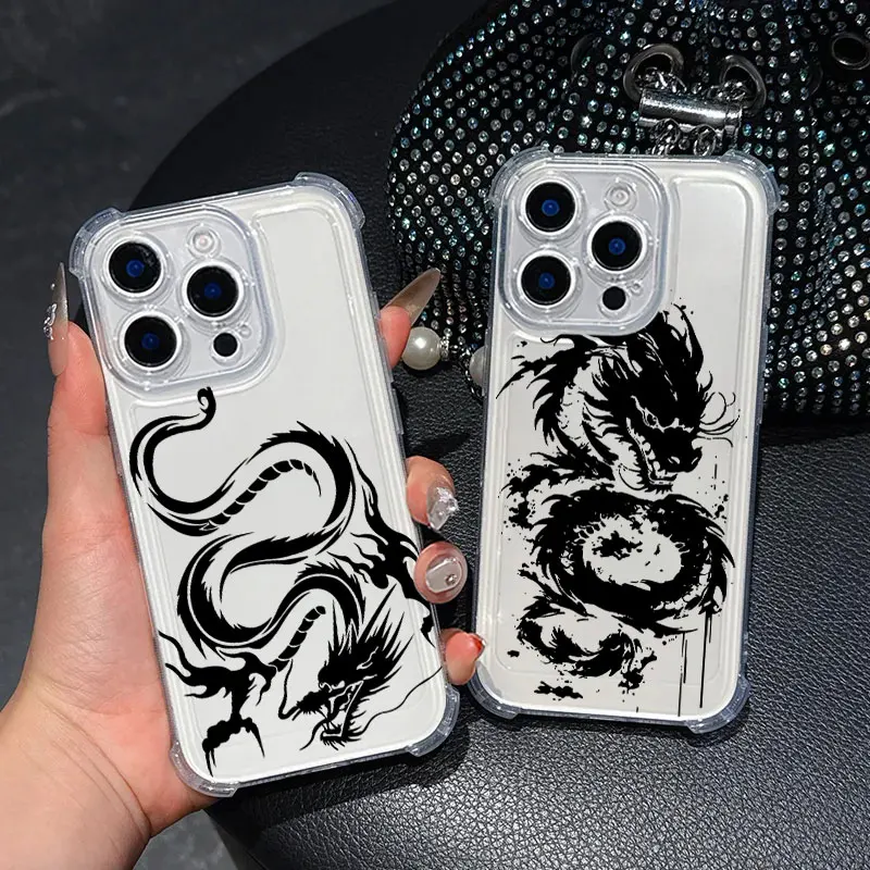 Chinese Dragon Art Case For Samsung Galaxy A17 A37 A57 A07 A56 A26 A36 A06 A16 A55 A35 A25 A15 A05 A54 A52 A34 Soft Clear Cover