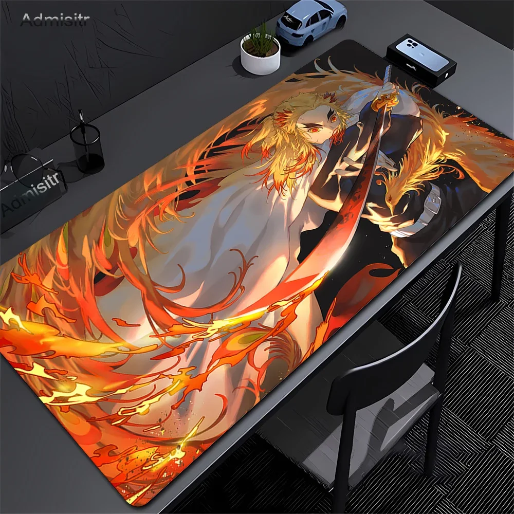 

Mouse pad gaming laptops teclado tapete pc protetor de mesa tapetes gamer anime demon slayers rengoku kyoujurou pc mousepad