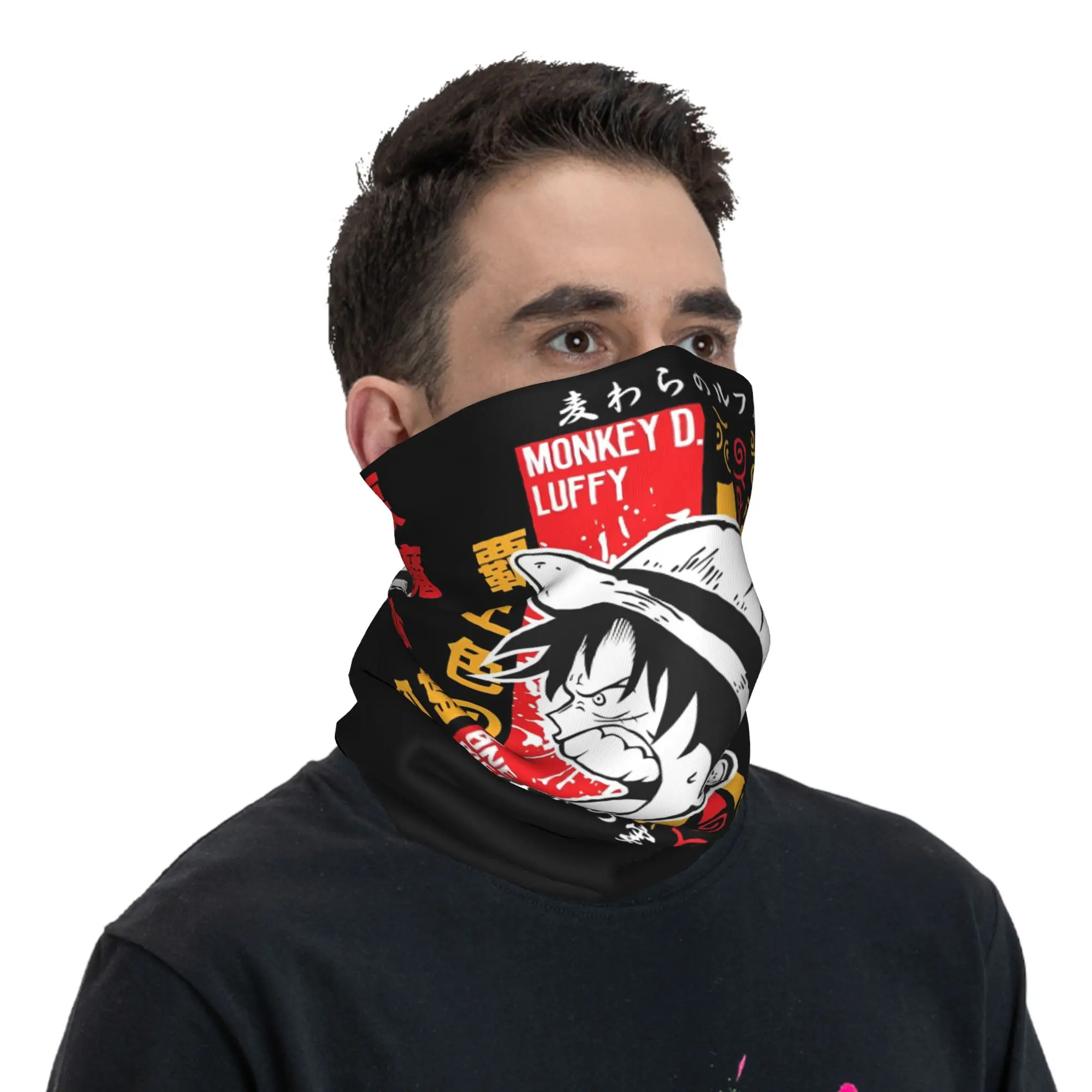 2025 قطعة واحدة أنيمي مانغا لوفي باندانا ميرش غطاء الرقبة المطبوعة التفاف وشاح متعدد الاستخدام وشاح لركوب تنفس